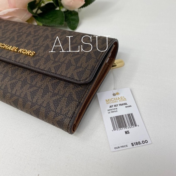Michael Kors Tri Folder Wallet Large Brown W AUTHE - Picture 5 of 5